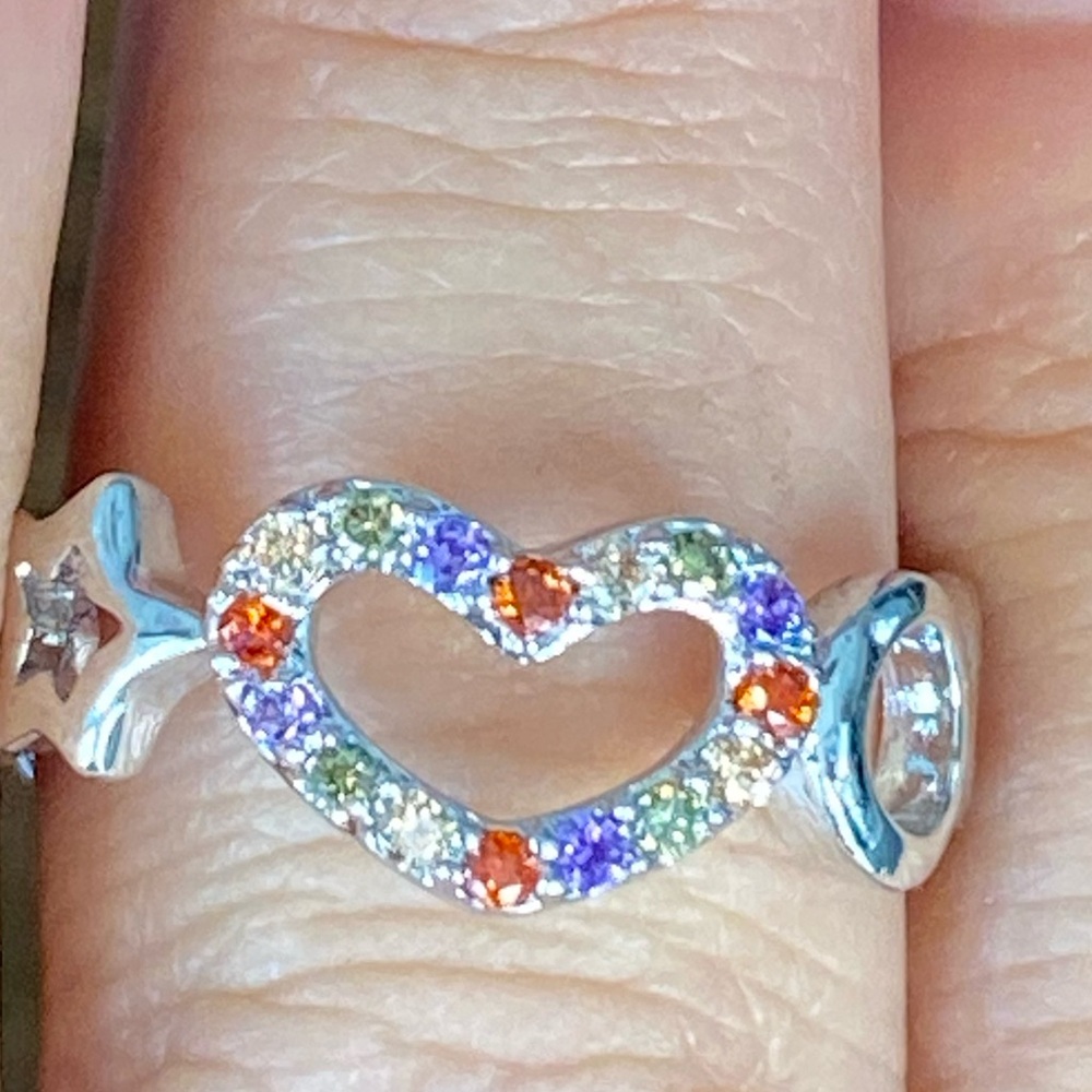 Multicolor Silver Heart & Star Ring ✨$5.95 Shipping✨ - Picture 9 of 9